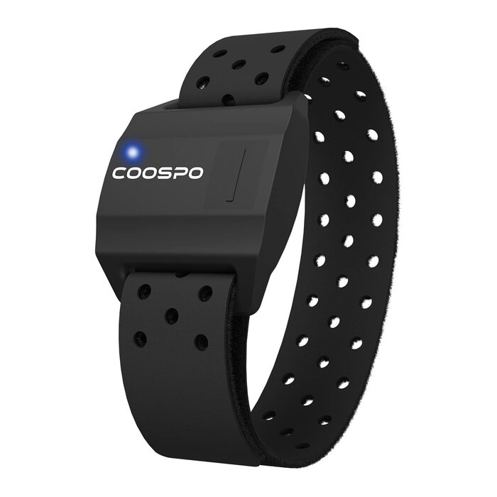 Фітнес-браслет COOSPO з пульсометром: оптичний датчик, Bluetooth 4.0, ANT+, сумісний з iFit, Polar, Strava, Wahoo, Garmin, Peloton, чорний