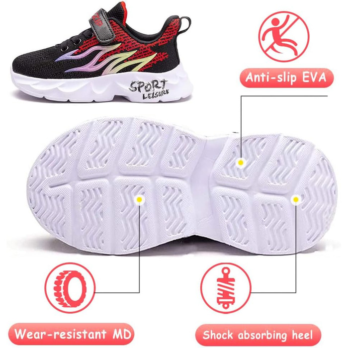 Дитячі кросівки Kinder: спортивні, легкі, дихаючі, для бігу, занять фітнесом, вулиці, залу (35 EU, Cx6888 Schwarz)