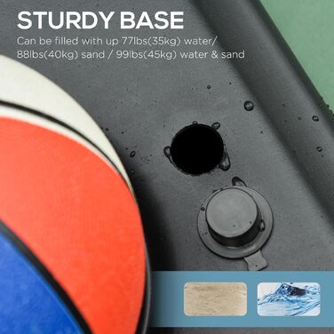 Баскетбольний кошик HOMCOM з регульованою висотою 197,5-254 см, переносний з колесами, поліетиленове кільце