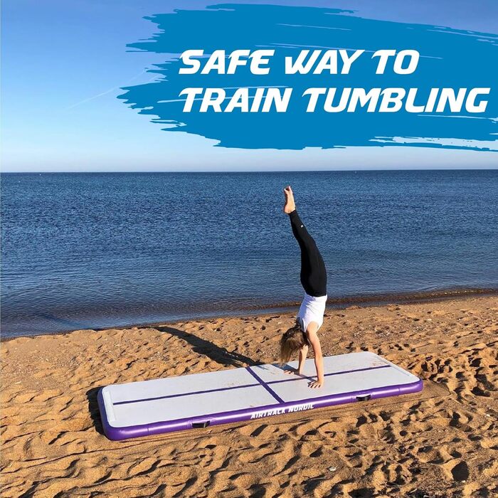 Гімнастичний надувний мат AirTrack Nordic Standard з насосом, 3/4/5/6/7/8 м, для гімнастики, йоги, дому. Міцна та легка.