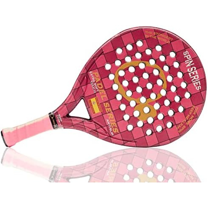 Падель ракетки PADEL SERIES SPIN із ABS та полікарбонату, антиковзкі, гумові сторони, максимальна продуктивність, червоний (жорсткий), синій (м'який), фуксія (дуже м'який)