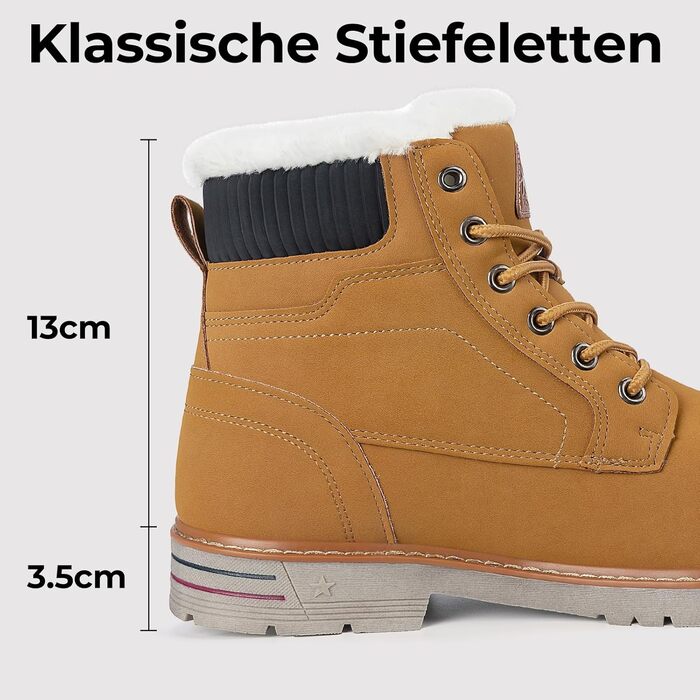 Зимові черевики Mishansha Herren: теплі, з підкладкою, антиковзаючі, класичні, розмір 39-48 EU (46 EU, золотисто-коричневий)