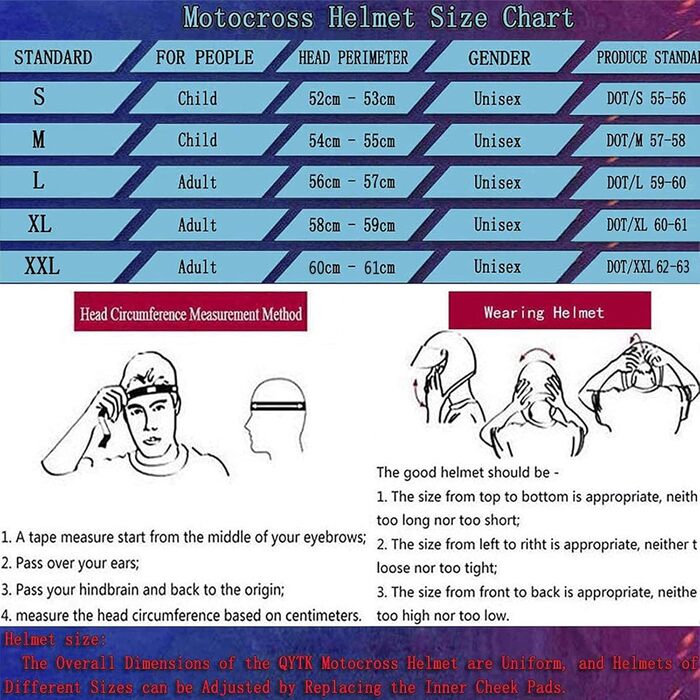Мотошолом YASE Cross для мотокросу/ендуро/даунхілу, повний захист обличчя, з окулярами, для мопеда/ATV/MTB (чорний/синій/червоний, M (54-55 см))