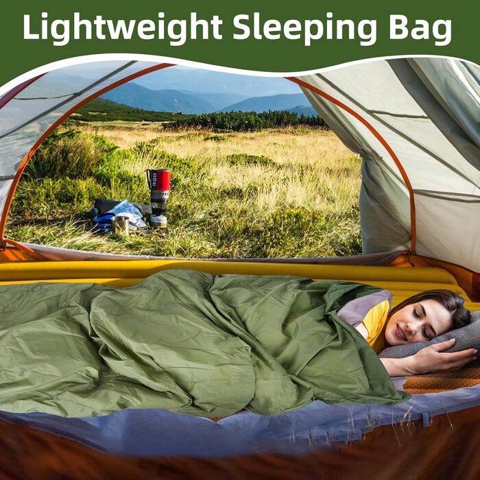 Легкий літній спальний мішок, 680г, 190 x 75 см, компактний, для кемпінгу