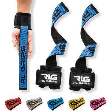 Лямки для тяги RL Grips з фіксацією на зап'ястя для важкої атлетики, пауерліфтингу та бодібілдингу, сині