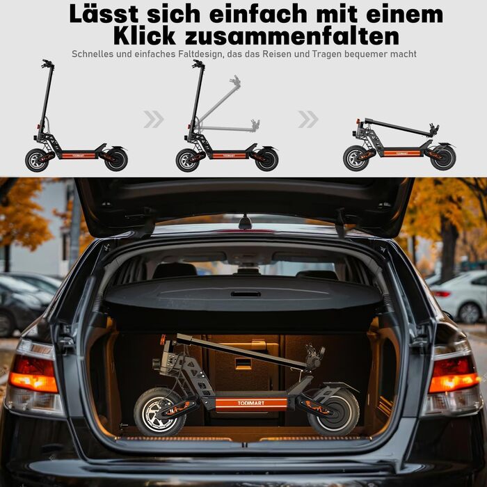 Електросамокат TODIMART S13, 48V 20.8Ah, 800W*2, 40-90 км, 10'' позашляхові колеса, вантажопідйомність 150 кг, подвійна підвіска, складаний, запуск з ключа