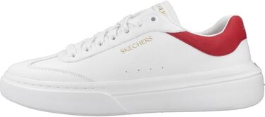 Жіночі кеди Skechers Cordova Classic Best Behavior — білі, штучна шкіра та замша, червона деталізація, розмір 45 EU