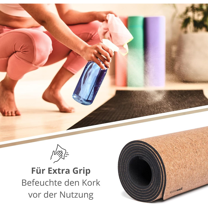 Преміум йогамат з корку (4 мм) - нековзна фітнес-мат з розміткою - мат для пілатесу + сумка для йоги Eclipse