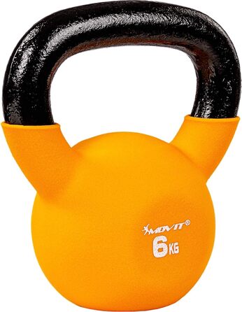 Kettlebell MOVIT PRO з чавуну з неопреновим покриттям, 2-24 кг, 12 варіантів, сертифікована, гиря для фітнесу