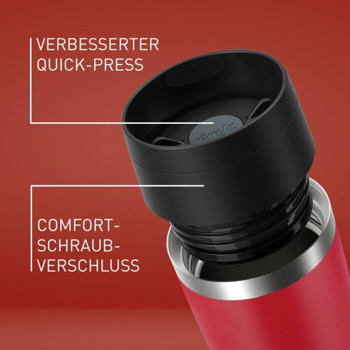 Термокухоль Emsa Classic N2023850 з кришкою 360°, 0.5 л, нержавіюча сталь, порошкове покриття, Petrol Blau