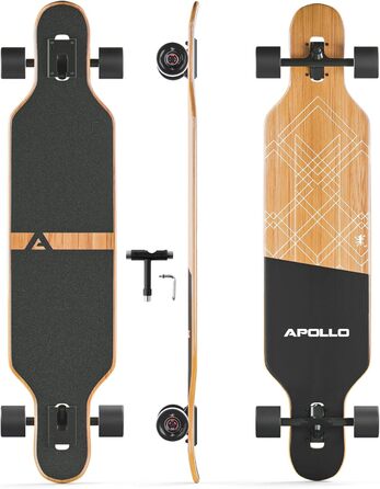 Лонгборд Apollo Bali Slide, бамбук і скловолокно, ABEC 9, Flex 2, для підлітків і дорослих, професійний круїзер