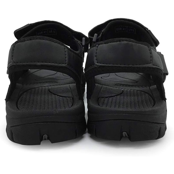 Чоловічі сандалі HEVA з натуральної шкіри для активного відпочинку, туризму та трекінгу, чорні, 41 EU