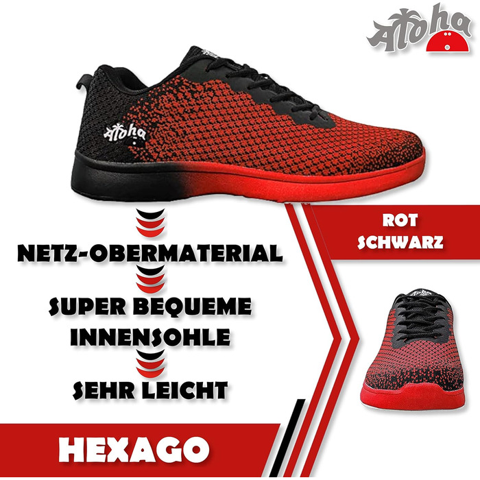 Жіночі та чоловічі боулінг-шоу Aloha HexaGo – універсальні для правші та лівші, 39 EU, червоно-чорні