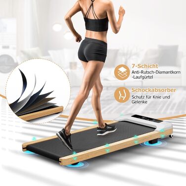 Бігова доріжка COSTWAY 3 в 1, 2,25HP, підлогова, Walking Pad для дому та офісу, 1-6 км/год, дистанційне керування, LED-дисплей, 15 програм, до 120 кг