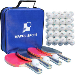 Набір для пінг-понгу MAPOL для 4 гравців: 4 ракетки, 8 + 100 м'ячів, для гри в приміщенні та на вулиці