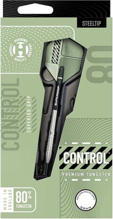 Дротики Harrows Steel Control Tapered 80% вольфраму, сталевий наконечник, набір дротиків із хвостовиками та крилами, високоякісні дротики для дартсу