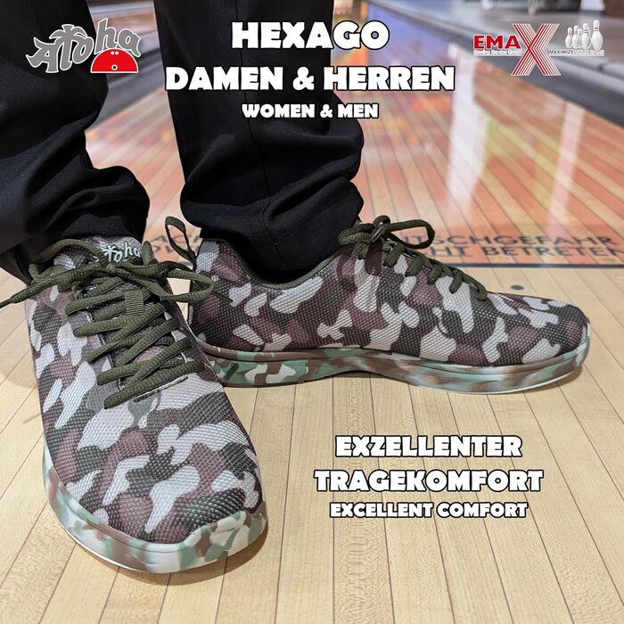 Журавлики для боулінгу Aloha HexaGo для жінок, чоловіків та юнаків – для правші та лівші (44 EU, камуфляж)