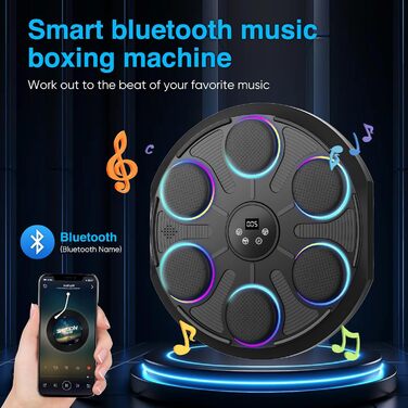 Музична боксерська машина з LED підсвіткою та Bluetooth, настінна, з рукавичками, 9 режимів швидкості, для дітей та дорослих