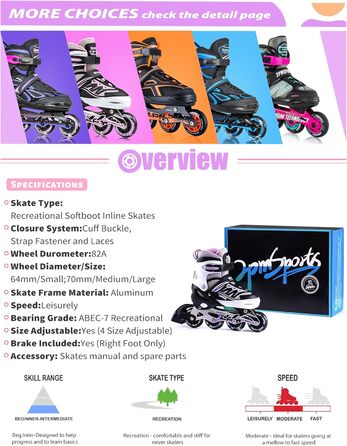 Інлайнери дитячі 2PM SPORTS Cytia Rosa/Violett, розмір 32-35, з LED-підсвічуванням, регульовані, для дівчаток та хлопчиків