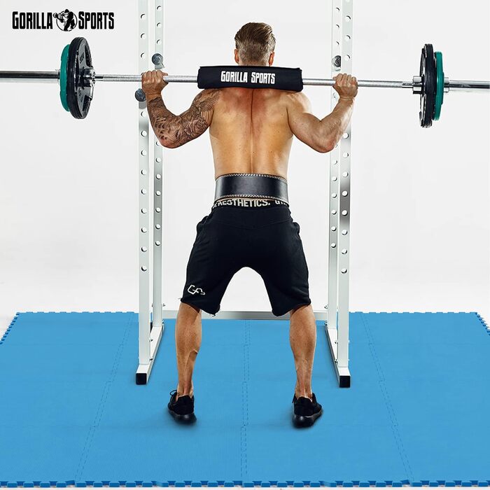 Набір захисних пазл-матів для підлоги GORILLA SPORTS, EVA піна, 60x60x1.2 см, 16 шт (5.76 м²), протиковзні килимки для фітнесу та тренувань, синій