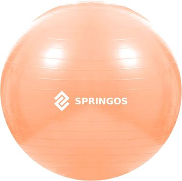 Гімнастичний м'яч SPRINGOS 55 см з насосом, для йоги, пілатесу, фітнесу, фізіотерапії, вагітних, анатомічний, протиковзкий, навантаження до 150 кг, тілесний колір