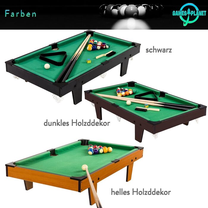 Міні більярдний стіл GAMES PLANET Micro з аксесуарами, 92x52x19 см, чорний