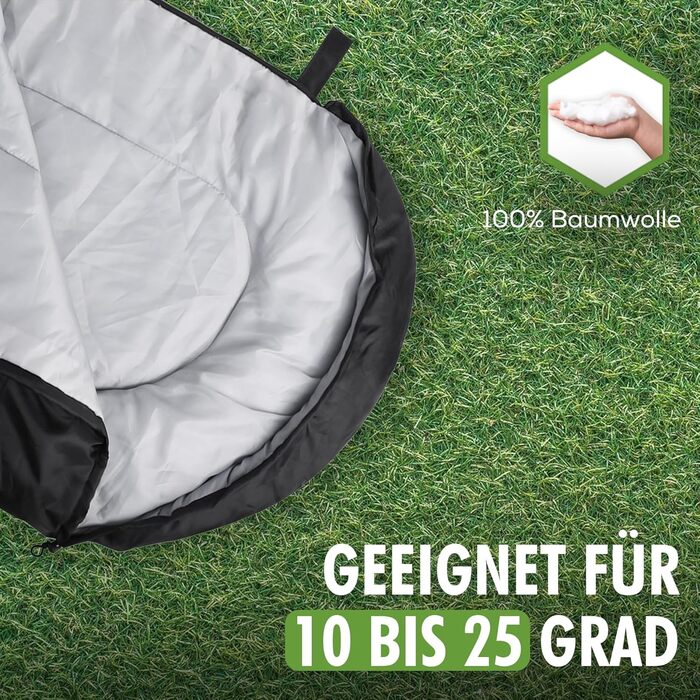 Спальний мішок 210 x 75 см - ковдровий, 3-4 сезони, для кемпінгу, подорожей, туризму. Чорний.