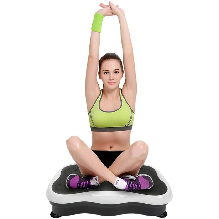 Вібраційна платформа Kedia Fitness для дому та офісу, Bluetooth, USB, Body Shaper (чорний+білий)