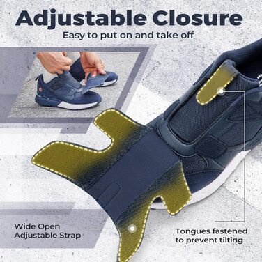Кросівки для бігу та ходьби FitVille для чоловіків, широкі, спортивні, з кріпленням на липучці, зручні, ортопедичні, антиковзаючі, для широкої стопи, фітнес, джогінг, 43 EU, блакитні