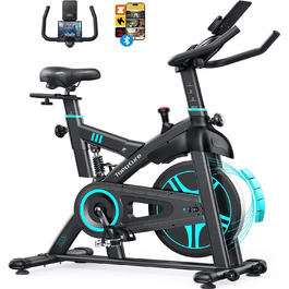 Електровелотренажер для дому з монітором LCD, 160 кг, 15 кг маховик, магнітний опір, Bluetooth, блакитний колір