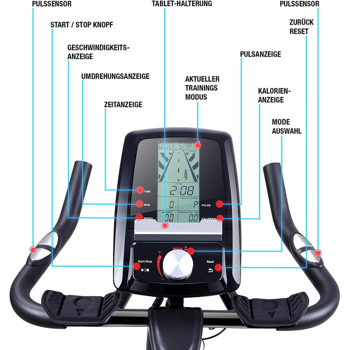 Велотренажер Sportstech SX200 з маховиком 22 кг, домашній ергометр із підтримкою мультіплеєр APP, для кардіо та витривалості