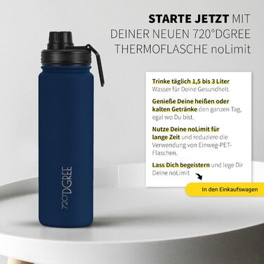 Термос 720°DGREE з нержавіючої сталі 710 мл Sapphire Blue, ізольована пляшка для напоїв з контейнером для фруктів, спортивна кришка, герметична, підходить для газованих напоїв, BPA-free, для спорту, фітнесу, велосипеда