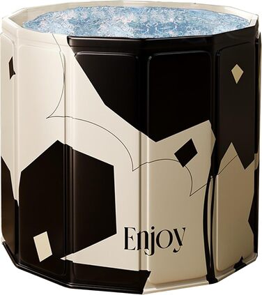 Складана портативна ванна для дорослих STARBRIIANT (80x66 см) — крижана ванна для відновлення м'язів, SPA та спорту, чорно-біла, розмір L