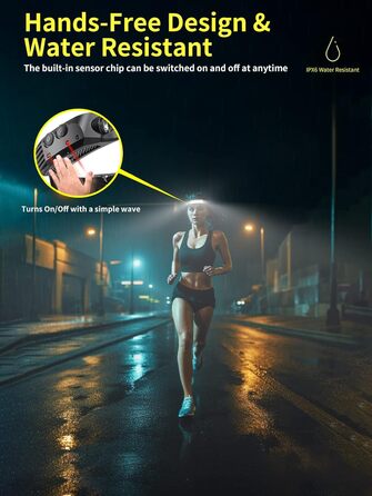 Налобний ліхтар Smiling Shark: 2 шт., 230° кут огляду, 3 LED, біле світло, водонепроникний, для бігу, кемпінгу