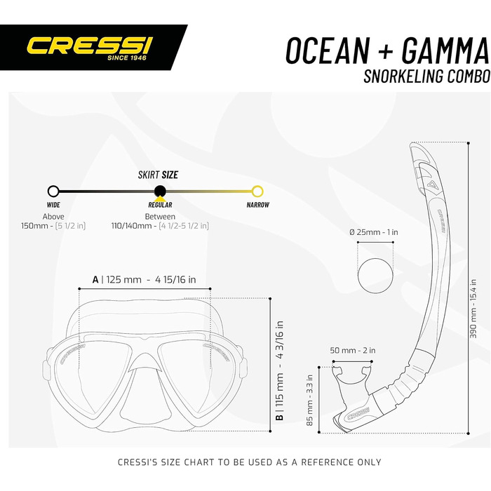 Маска для дайвінгу та снорклінгу Cressi Ocean, чорна