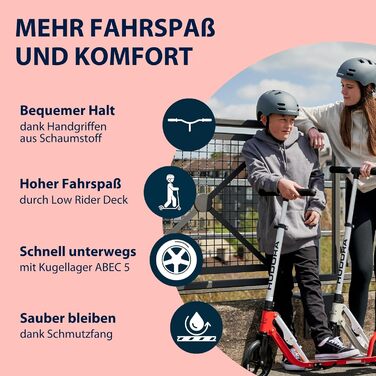 Самокат HUDORA BigWheel Pure міський, алюмінієвий, складаний, з підніжкою, регульований по висоті, для дорослих і підлітків, до 100 кг