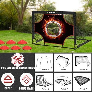 Набір для тренування футболу Kinder 3 в 1 з мішенню, ціллю та сумкою, складані воріта, для гри в приміщенні та на вулиці - 120x90x90 см (Чорний+Тренер)