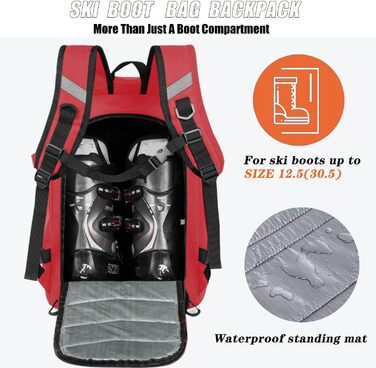 Чохол для лиж KEOFID: універсальний рюкзак-сумка для лиж та сноуборду (50л, червоний)