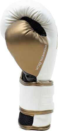 Боксерські рукавички Everlast Powerlock 2R для спарингу та тренування з мішком, з підтримкою зап'ястя, 4-шаровий шар, оригінальна екіпіровка Everlast (БІЛИЙ/ЗОЛОТО, 12OZ)
