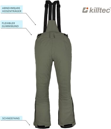 Жіночий гірськолижний костюм Killtec - комплект куртки та штанів, водонепроникний та дихаючий, 10000 мм водяного стовпа, без PFC, куртка зі снігозахисним манжетом, штани з кантозахистом (36, 2 частини, салатовий)