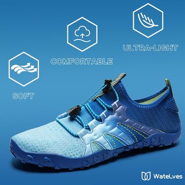 Чоботи для плавання WateLves: чоловічі та жіночі, для пляжу, води, серфінгу, 42 EU, темно-синій