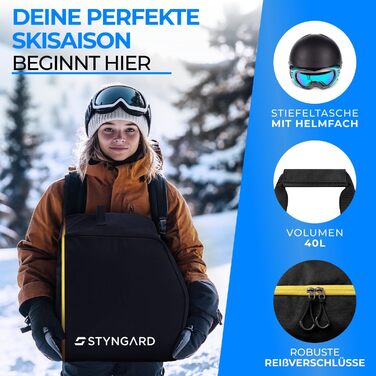 Чохол для лижних черевиків для дітей ISCHGL (40 л) з відділенням для шолома та аксесуарів - чорно-жовтий