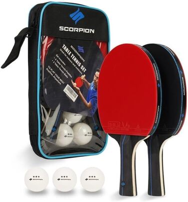 Набір для пінг-понгу Scorpion: 2 або 4 ракетки, м'ячі, кейс. Професійний, 5-шаровий дерев'яний блат, для гри в приміщенні та на вулиці