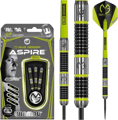 Дротики WINMAU Michael Van Gerwen MvG Aspire 24 г, вольфрамові, стальні наконечники, з призматичними крилами та нейлоновими держателями
