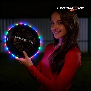 LED Фрісбі літаюча диско 38 LED, 12 режимів, USB-C, водонепроникне, чорний 22.5 см