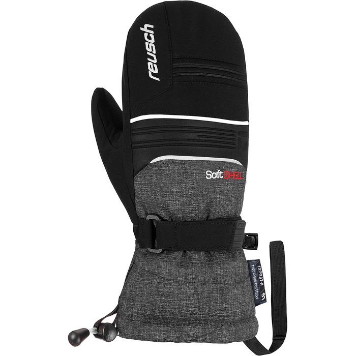 Дитячі гірськолижні рукавички Reusch Softshell, водонепроникні та теплі (чорно-сірі, розмір 4)