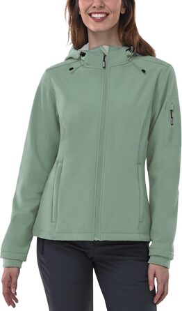 Жіноча мембранна куртка Outdoor Ventures Softshell — водонепроникна та дихаюча вітрівка з капюшоном, колір світло-зелений, розмір L