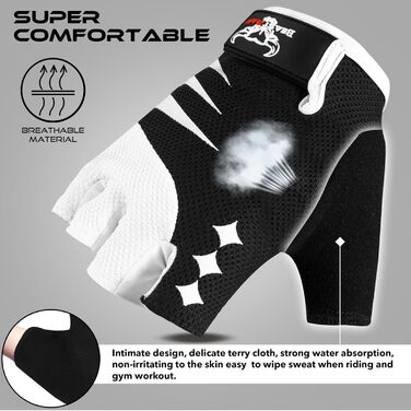 BEAST RAGE Fingerless Fahrradhandschuhe: Гелеві, антиковзні, для MTB, тренувань, сірі (L)