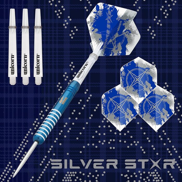 Дротики Unicorn Silver Star Gary Anderson 21 г, сталева вістря, сині
