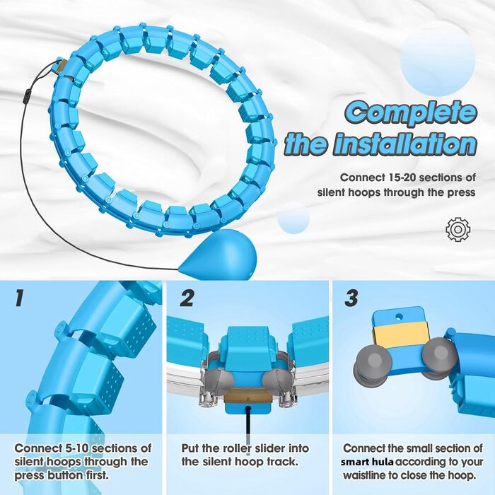 Обруч для схуднення з ваговим кільцем Smart Hoop (32 вузли, 57-165 см) Blau - фітнес обруч для дорослих